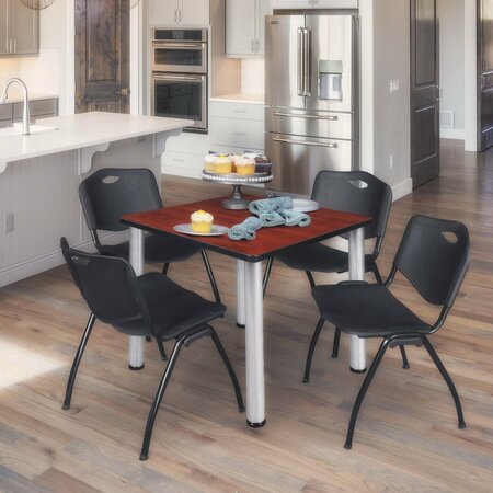 KEE Square Tables > Breakroom Tables > Kee Square Table & Chair Sets, 36 W, 36 L, 29 H, Cherry TB3636CHBPCM47BK